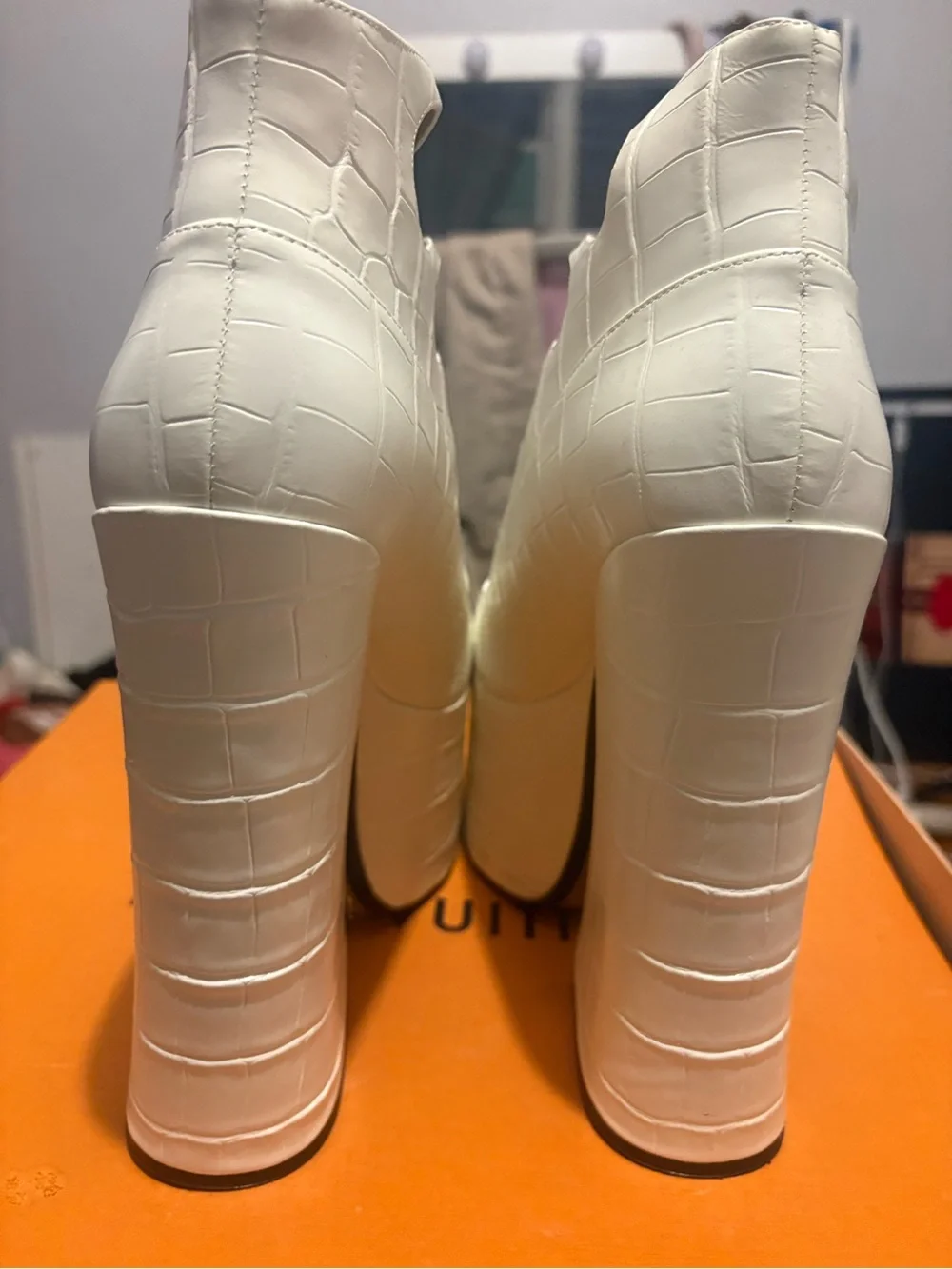 Women's White Platform Lace-Up Heels
